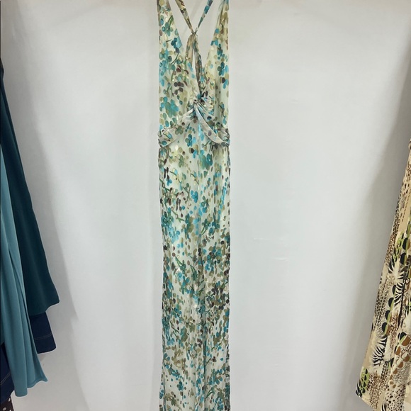 BCBG Maxaria Backless Floral long Dress in Green, turquoise and Cream - Picture 1 of 7